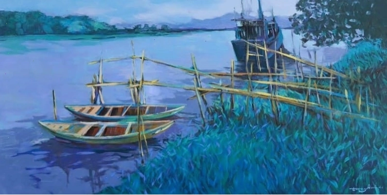 Tranh phong cảnh biển lặng của họa sĩ Vũ Trọng Anh