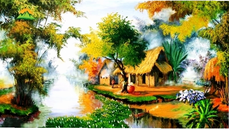 Tranh phong cảnh hoàng hôn trên biển với gam màu dịu nhẹ