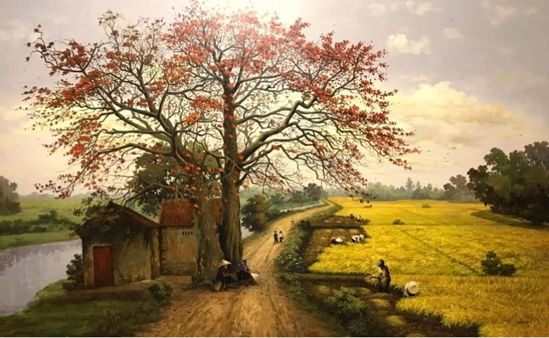 tranh phong cảnh làng quê