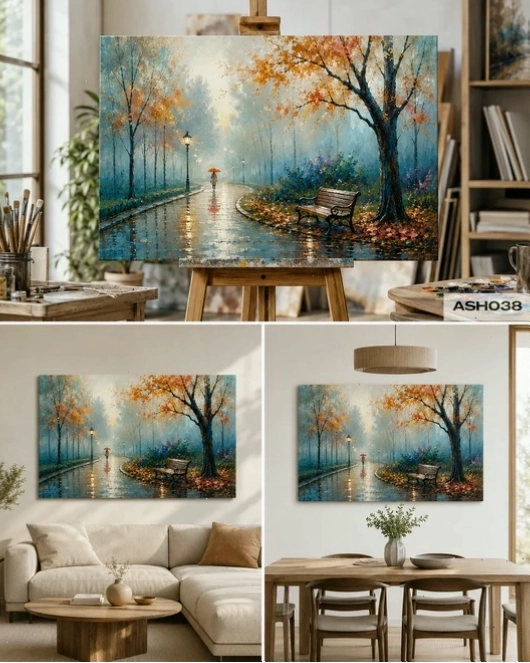 Tranh phong cảnh lối cũ, gợi nhớ về những ký ức xưa cũ và bình yên