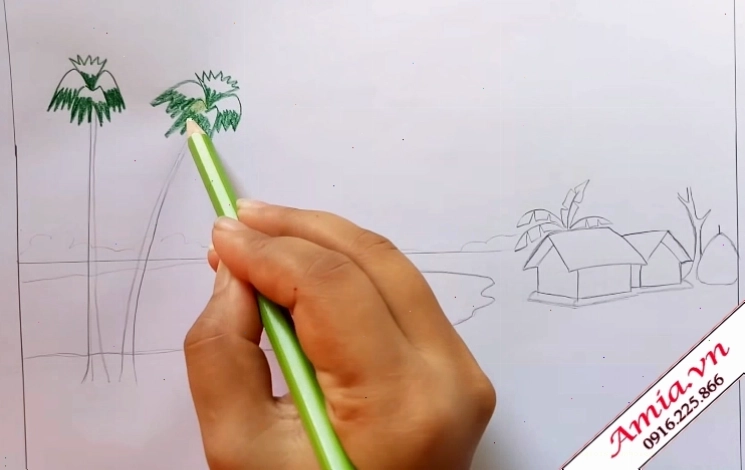 Tranh phong cảnh quê hương vẽ đẹp