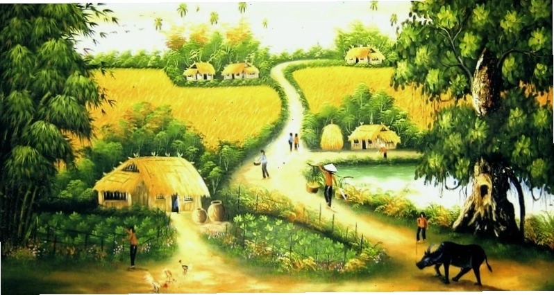 Tranh phong cảnh sa mạc với những đụn cát vàng óng