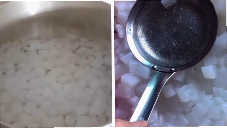 Trụng sơ thạch dừa để loại bỏ tạp chất