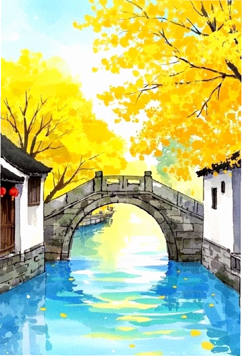 Vẽ tranh mùa thu với hình ảnh lá vàng rơi lãng mạn