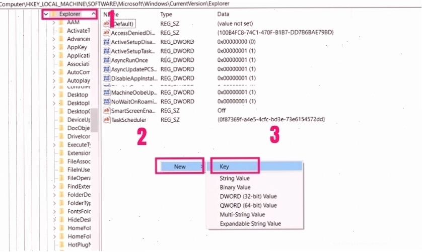 Tạo mục Shell Icons trong Registry Editor để quản lý biểu tượng