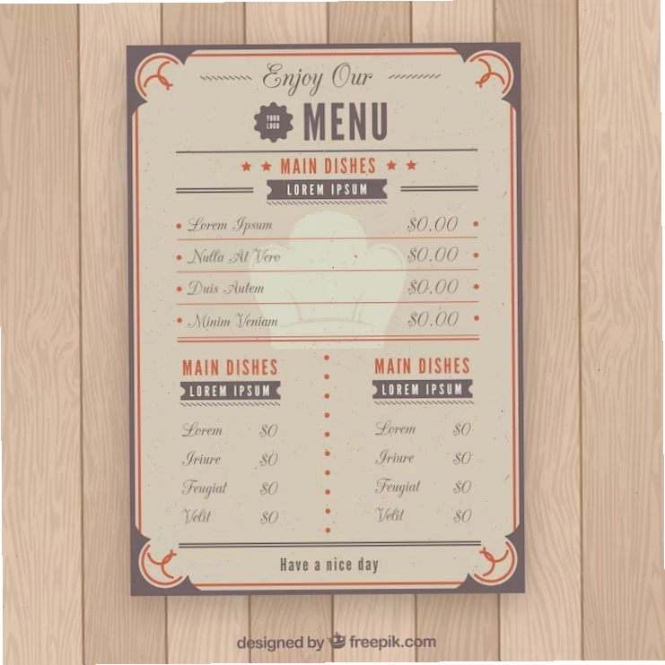 Creative menu template with illustrative chalk art
