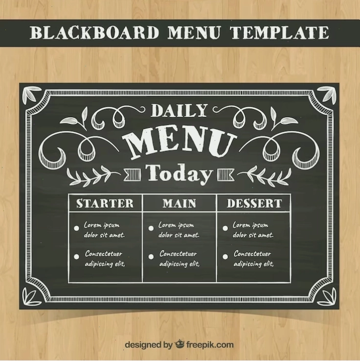 Menu template in chalk style with beverage icons