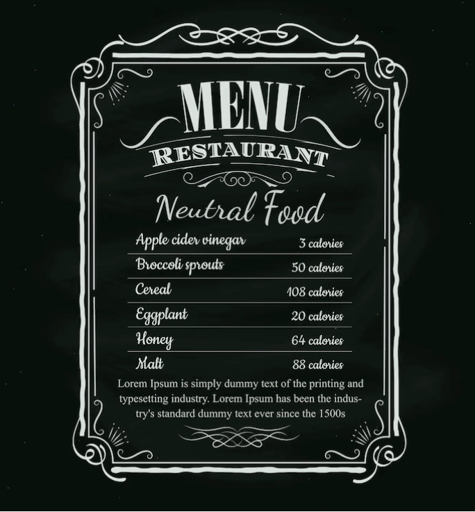 Restaurant menu vintage hand drawn blackboard frame label