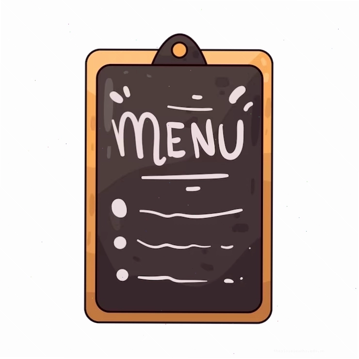 Vector menu board with wood and chalk elements