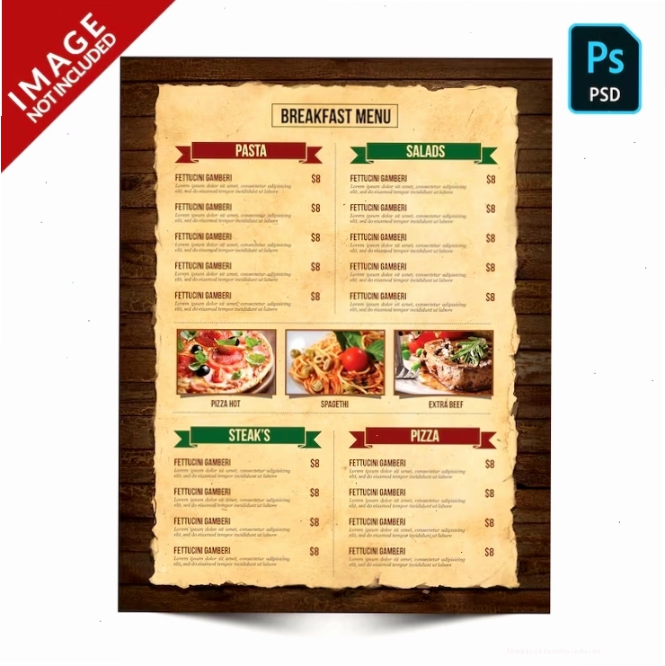 Vintage book food menu side b with ornate chalk frames