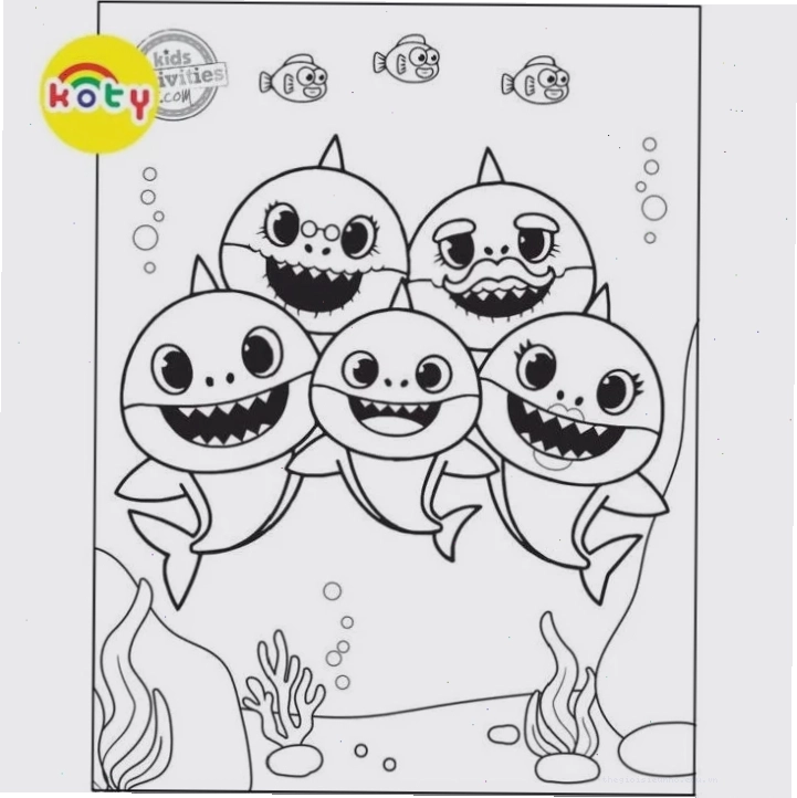 Bé sáng tạo với các mảng màu khác nhau cho cá mập baby shark