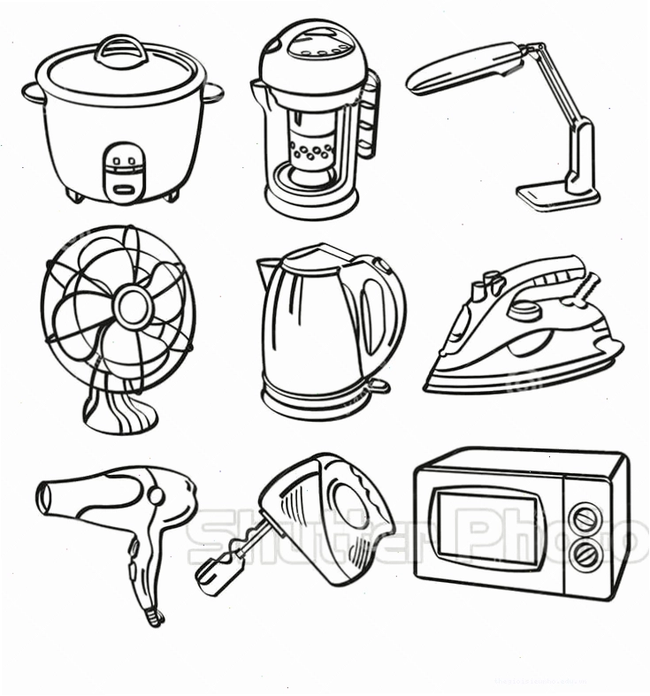Bé tập tô màu đồ dùng gia đình với hình ảnh chiếc kệ sách