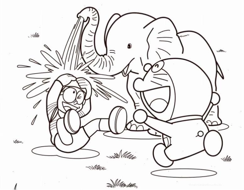 Bé tập tô màu Doremon và Nobita với các bảo bối thần kỳ