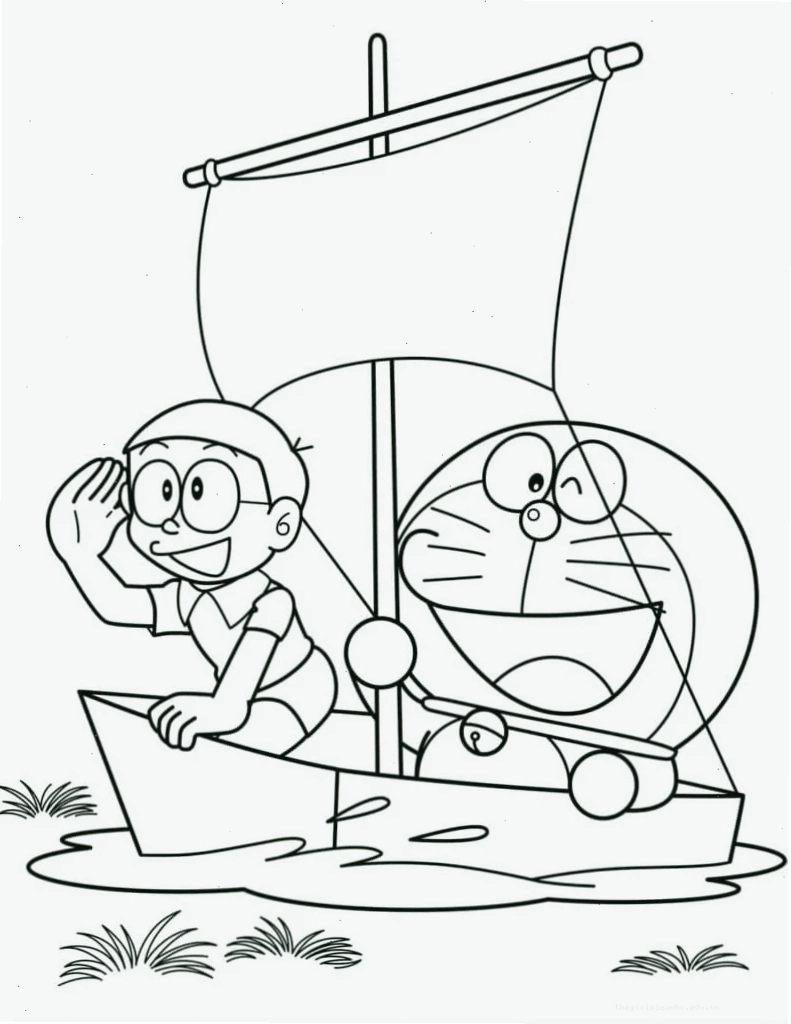 Bé tập tô màu Doremon và Nobita với nhiều biểu cảm