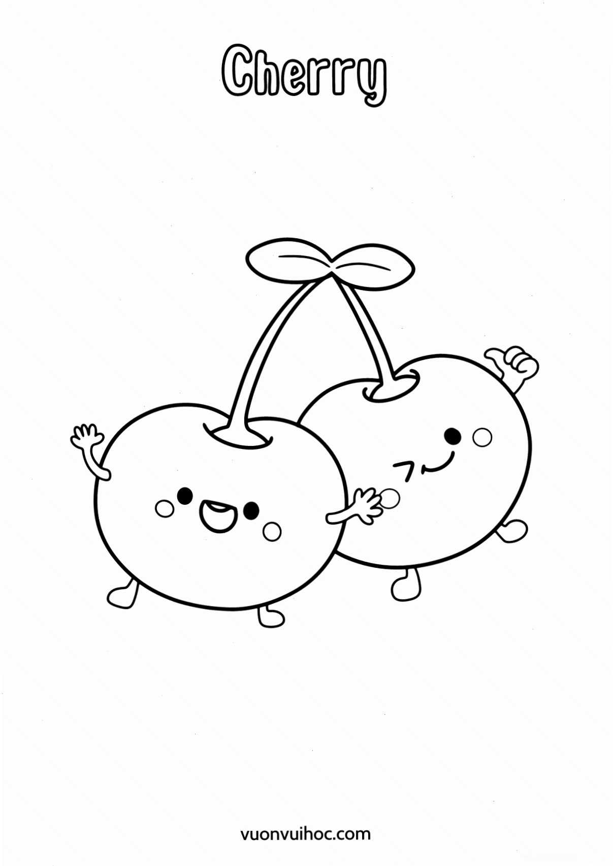 Bé vui vẻ với tranh tô màu quả cherry