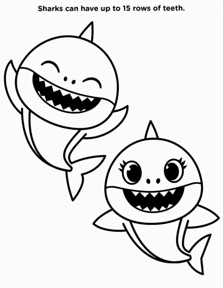 Cá mập baby shark tô màu với phong cách chibi dễ thương