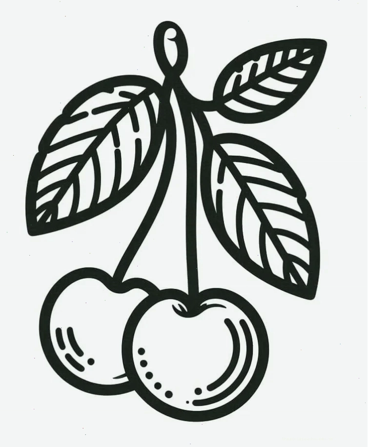 Quả cherry đơn lẻ với nét vẽ rõ ràng