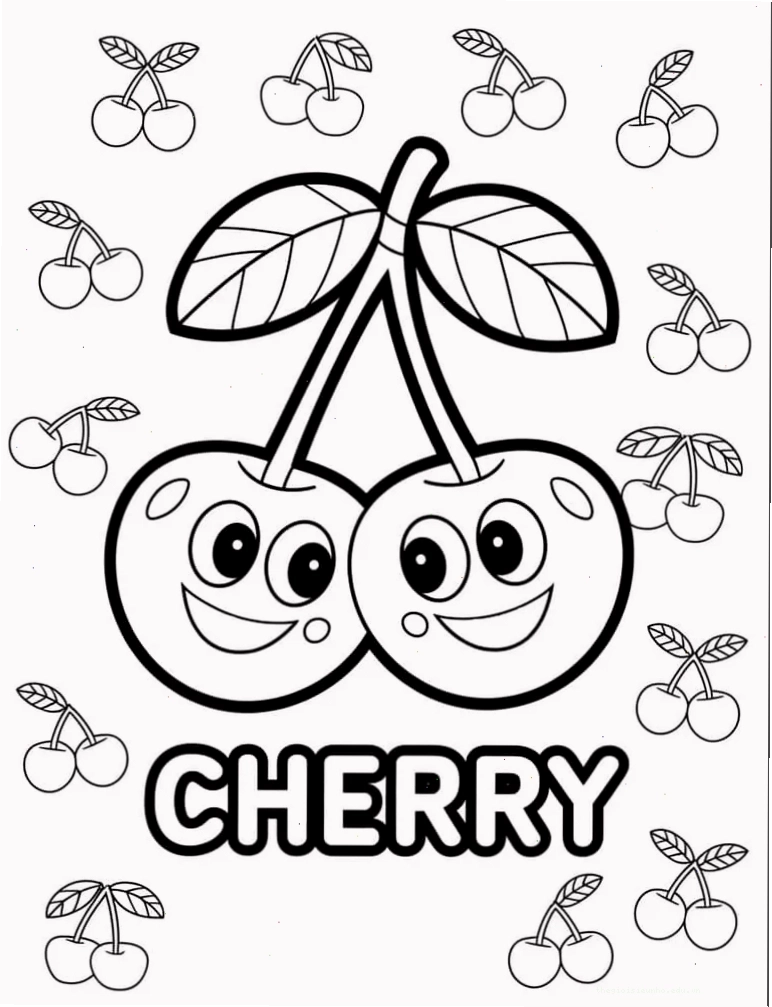 Quả cherry hoạt hình với đôi mắt to tròn
