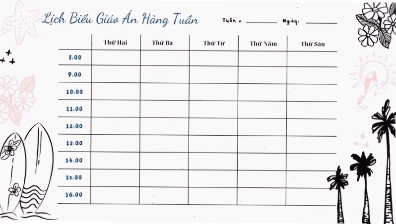 Thời khóa biểu tô màu phong cách Cầu vồng