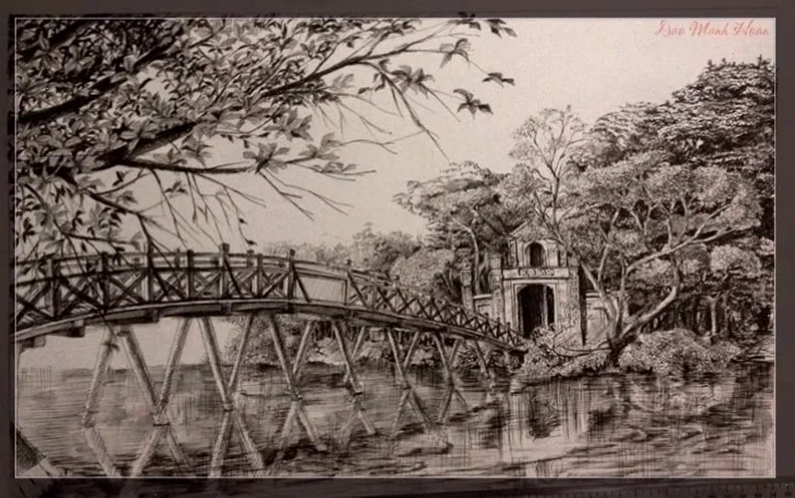 Tô màu chi tiết Cầu Thê Húc