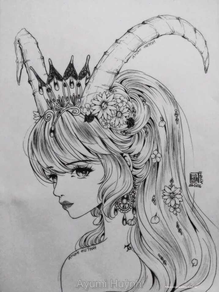 Tranh tô màu anime 12 cung hoàng đạo Ma Kết