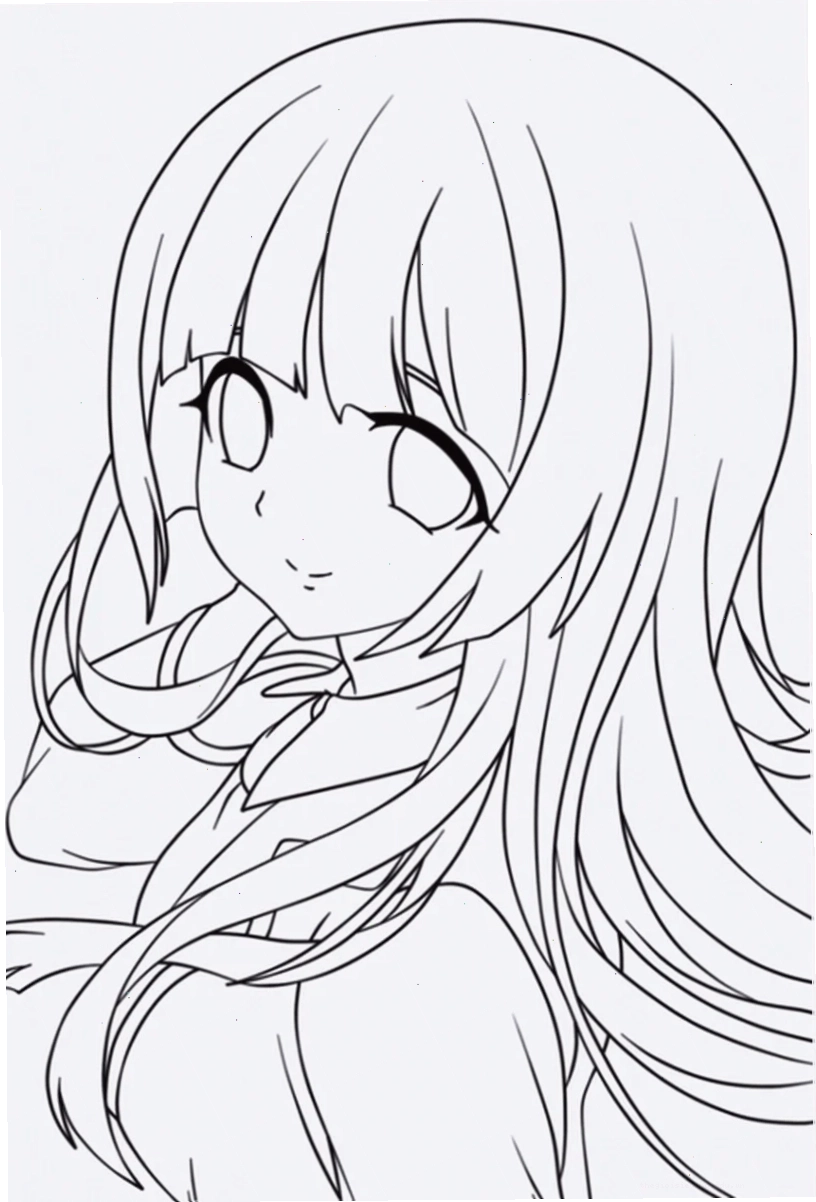Tranh tô màu anime chibi dễ thương với má hồng