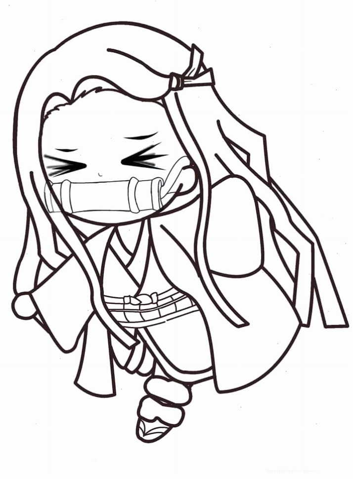 Tranh tô màu anime chibi tóc pastel dễ thương