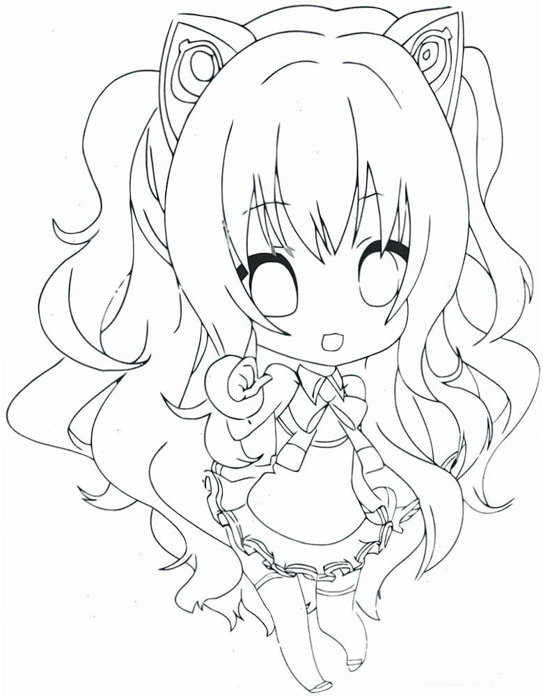 Tranh tô màu anime nữ chibi dễ thương và tinh nghịch