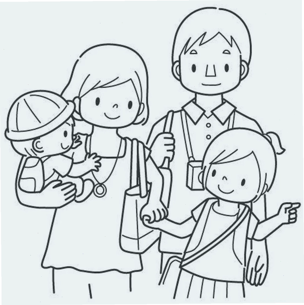 Tranh tô màu bố mẹ chơi đùa cùng con