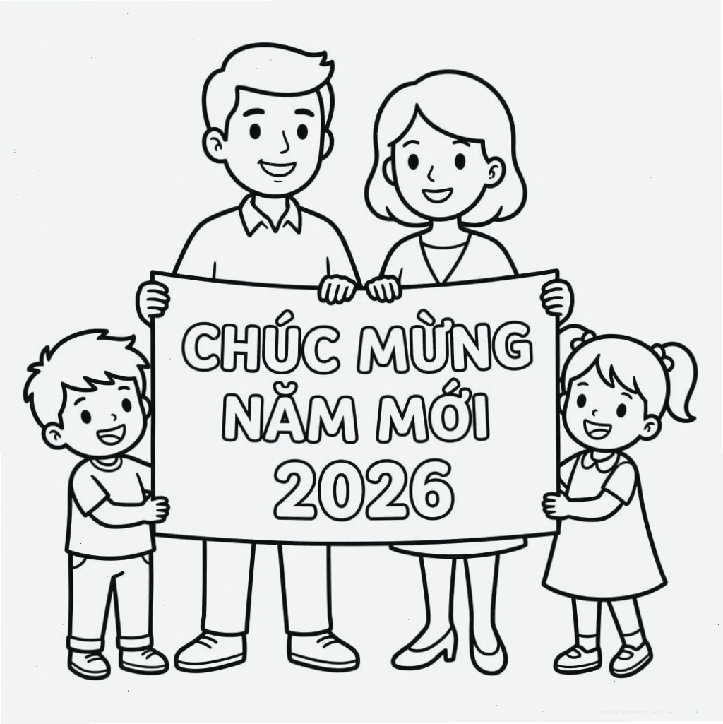 Tranh tô màu cành đào và cành mai ngày Tết