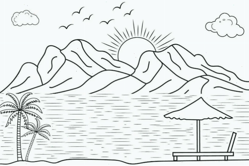 Tranh tô màu chú bướm xinh đẹp trong vườn hoa
