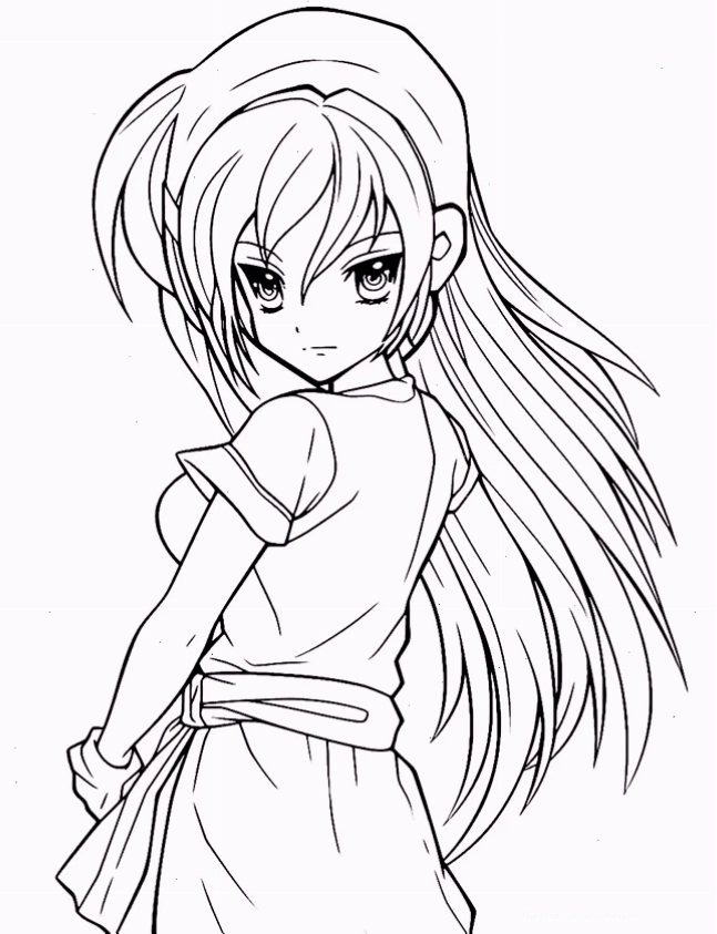 Tranh tô màu công chúa anime mắt đỏ mạnh mẽ
