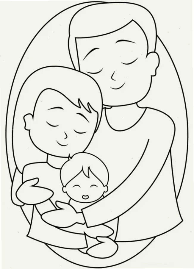 Tranh tô màu gia đình 3 người đọc sách cùng nhau