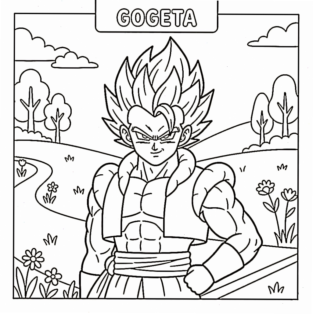 Tranh tô màu Gogeta với các nhân vật Dragon Ball Z