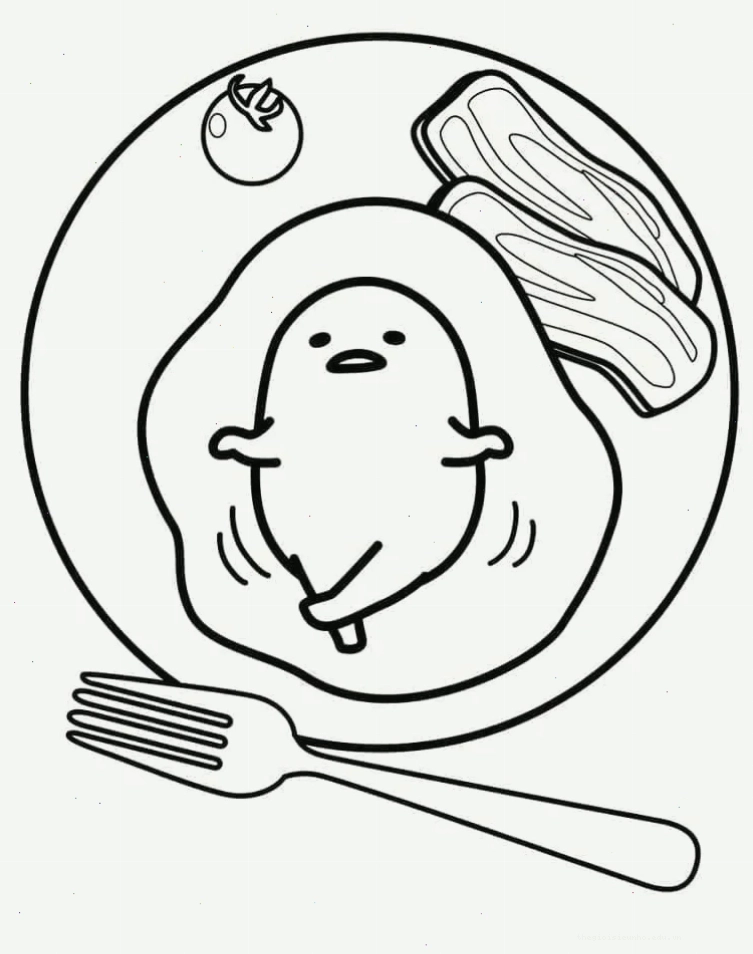 tranh tô màu gudetama trượt khỏi bánh mì