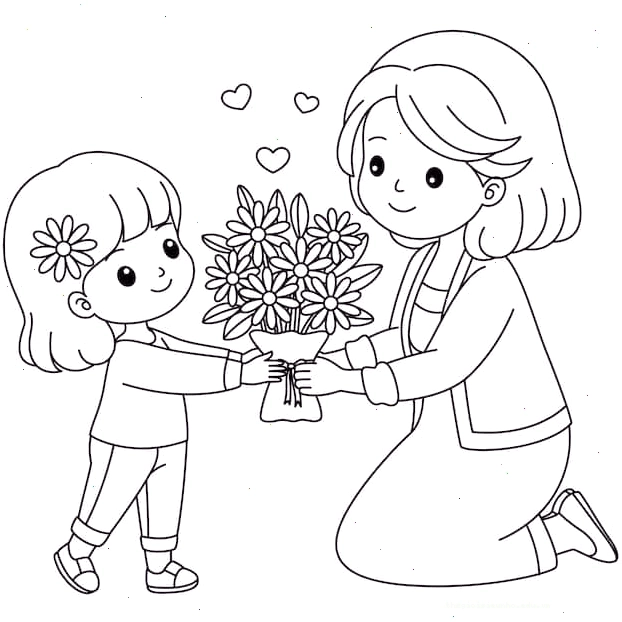 Tranh tô màu hoa tặng mẹ ngày 8 3