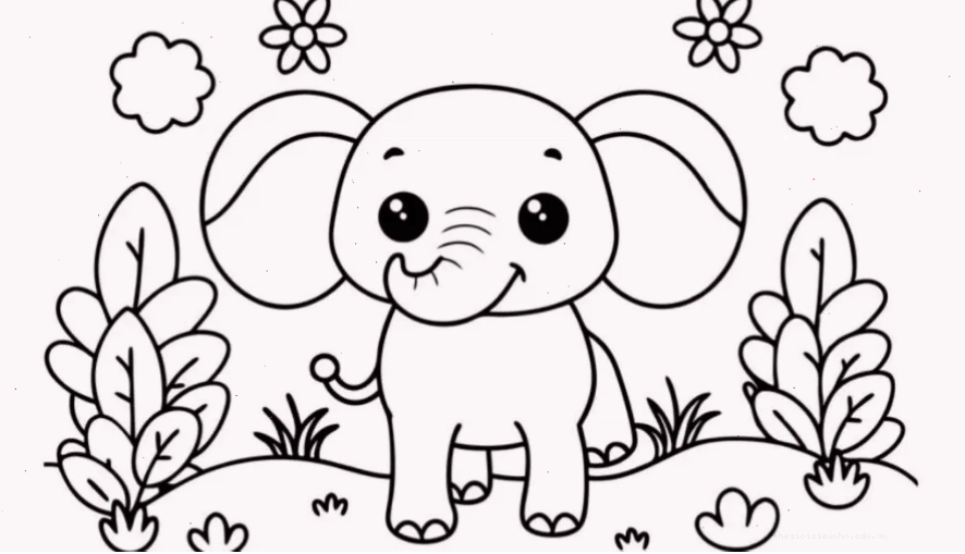 Tranh tô màu khu rừng xanh mát cho bé lớp 1