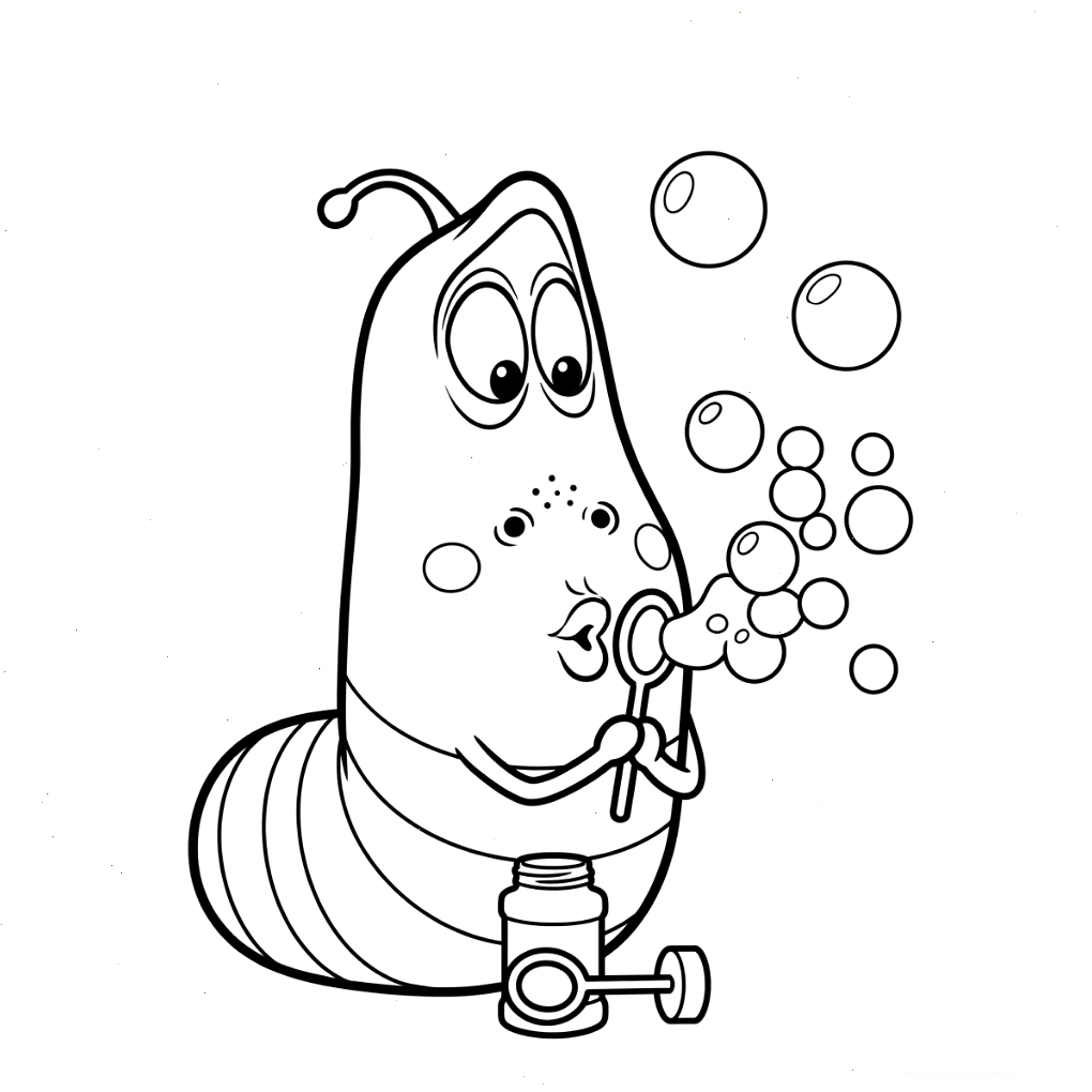 Tranh tô màu larva đỏ đang vui đùa
