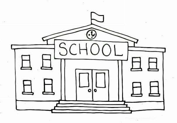 Tranh tô màu lớp học trường mầm non với bàn ghế gỗ