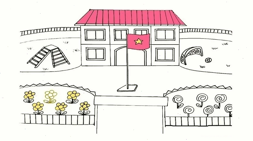 Tranh tô màu lớp học vui nhộn