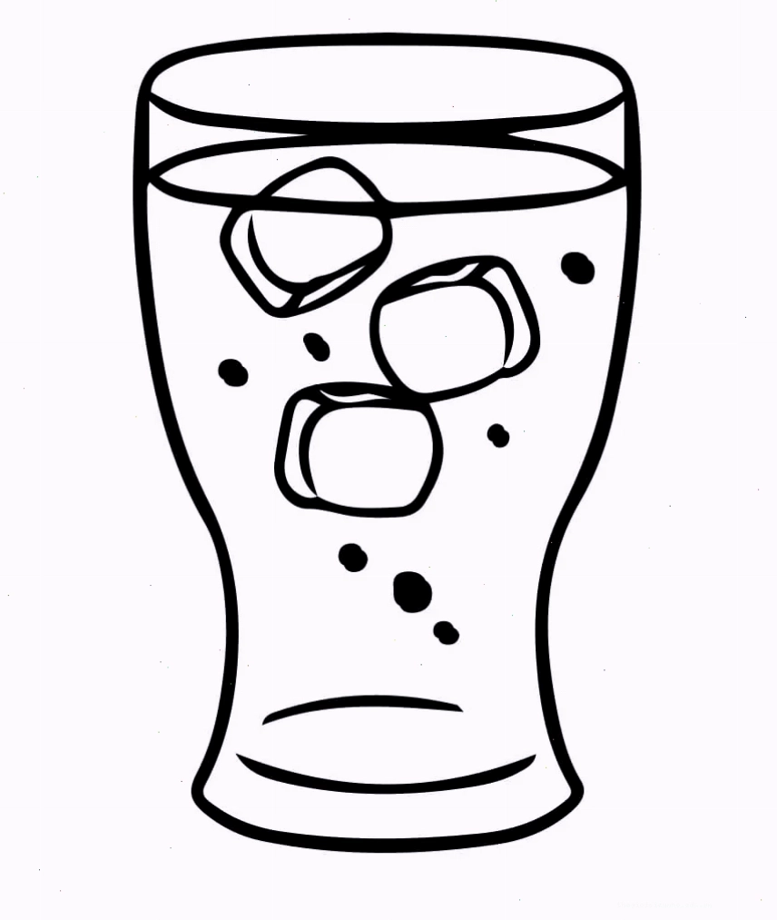 Tranh tô màu ly nước với màu nước trong trẻo