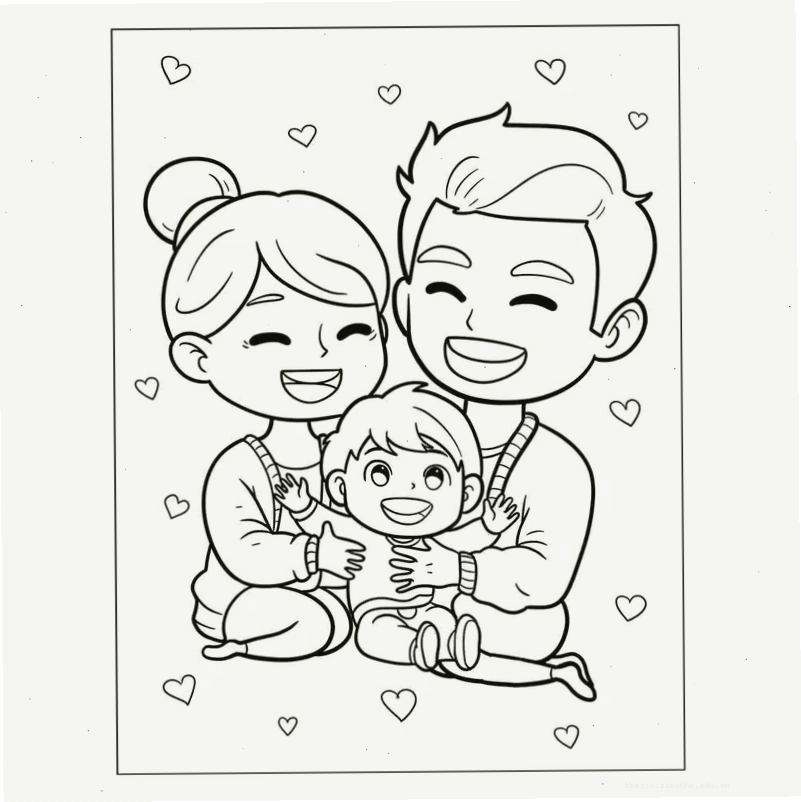 Tranh tô màu mẹ yêu con thể hiện tình cảm ấm áp