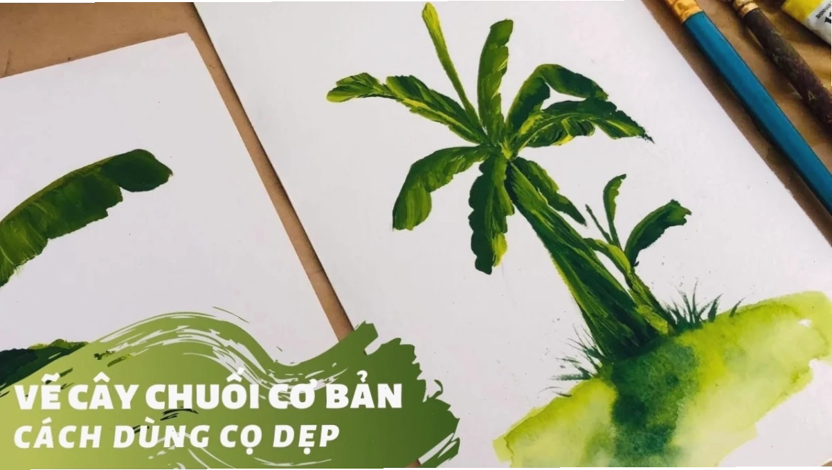 Tranh tô màu quả chuối bóc vỏ với chi tiết tinh tế