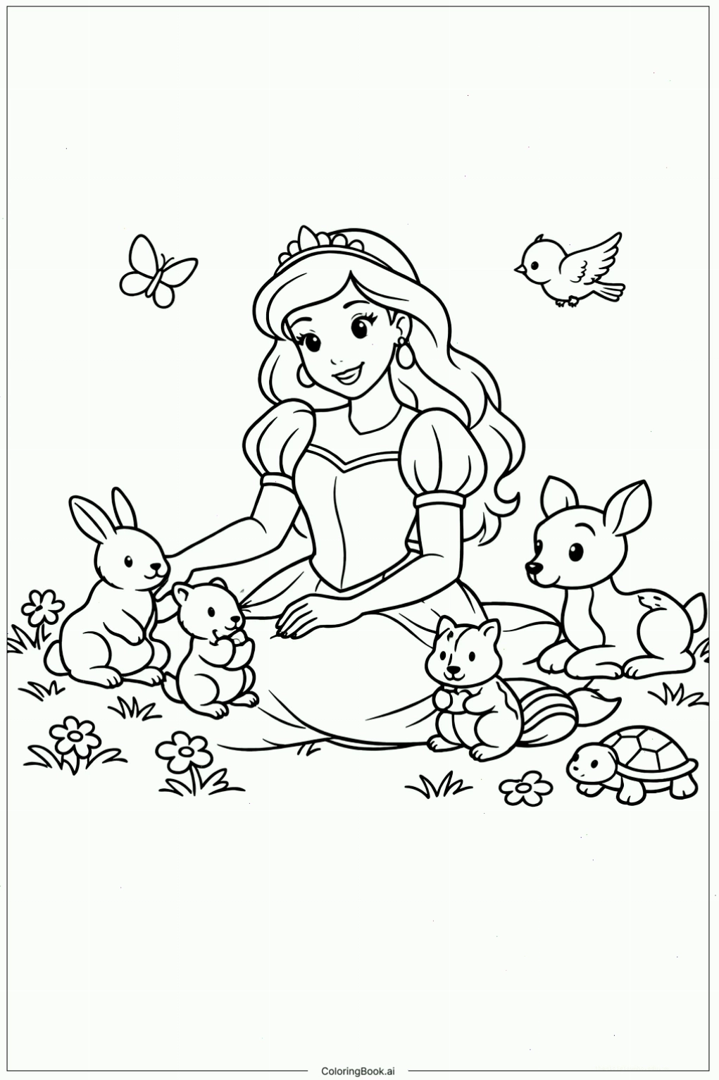 Tranh tô màu Rapunzel với mái tóc vàng