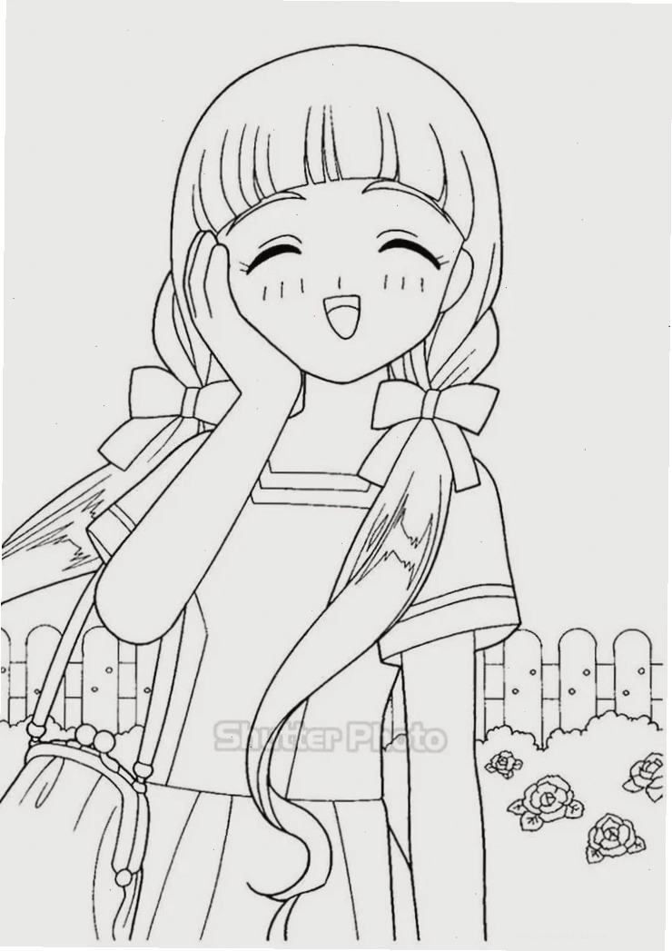 Tranh tô màu Sakura và Tomoyo với các phụ kiện dễ thương
