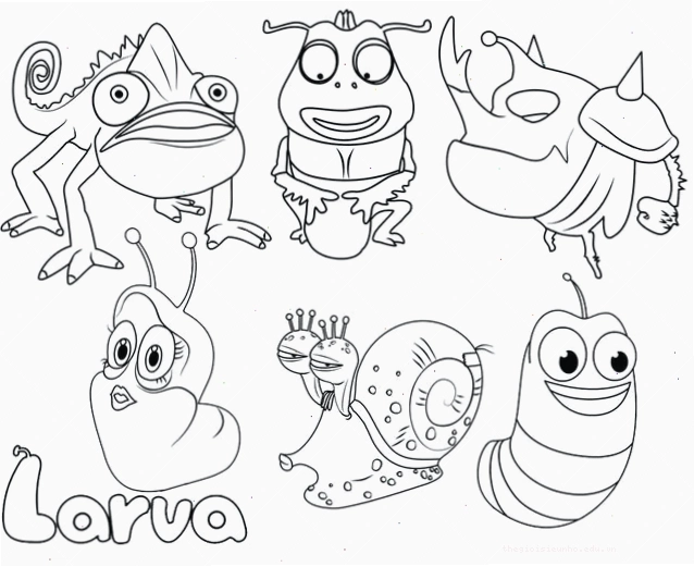 Tranh tô màu sâu larva với biểu cảm ngộ nghĩnh