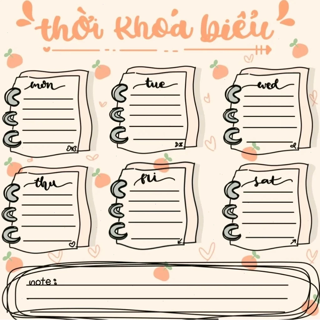 Tranh tô màu thời khóa biểu với họa tiết khu rừng xanh mát