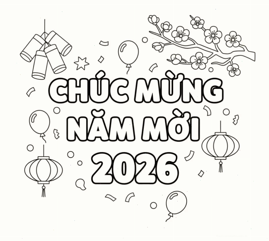 Tranh tô màu trẻ em chúc tết