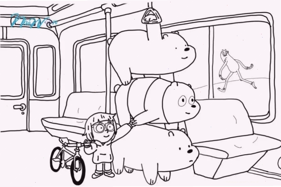 Tranh tô màu We Bare Bears cho bé 3 tuổi với chi tiết tăng dần