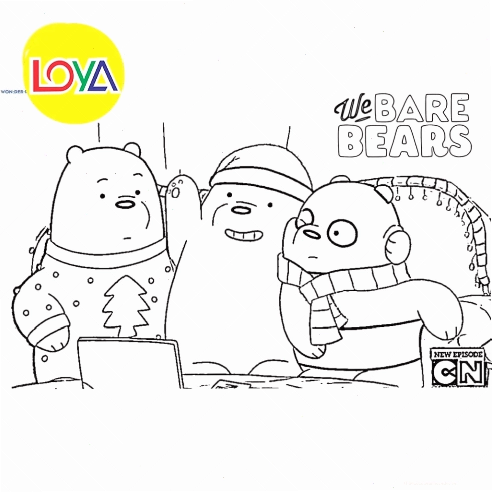 Tranh tô màu We Bare Bears cho bé 4 tuổi với bối cảnh sinh động